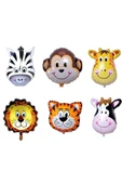 Safari Hayvanlar 6'lı Balon Set 5 Yaş Doğum Günü Balon Set Safari Konsept ve Yeşil Rakam Balon thumbnail 2