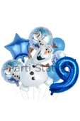 Frozen Elsa Olaf 9 Yaş Balon Set Karlar Ülkesi Elsa Olaf Konsept Doğum Günü Folyo Balon Set thumbnail 1