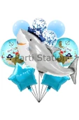 Korsan Köpek Balığı Balon Set Korsan Shark Tema Doğum Günü Folyo Balon Set thumbnail 1