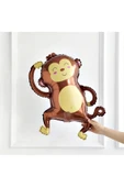 Safari Maymun Balon 4 Yaş Balon Set Safari Konsept Sevimli Maymun Balon ve Gold Renk Rakam Balon thumbnail 2