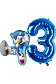 Tilki Sonic ve Lacivert Rakam Balon 3 Yaş Balon Set Tilki Sonic Boom Konsept Doğum Günü Balon Set thumbnail 1