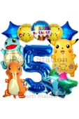 Pokemon Konsept 5 Yaş Doğum Günü Balon Set Pokemon Pikachu Bulbasaur Charmander Squirtle Balon thumbnail 1