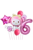 Sanrio Kuromi Melody 6 Yaş Balon Set Anime Hello Kitty Kuromi Melody Konsept Doğum Günü Balon thumbnail 1