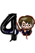 Harry Potter 4 Yaş Siyah Renk Rakam Balon Set Harry Potter Hogwarts Konsept Doğum Günü Balon Set thumbnail 1