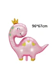 Pembe Dinozor Konsept 9 Yaş Balon Set Sevimli Pembe Dinozor Doğum Günü Folyo Balon Set thumbnail 4