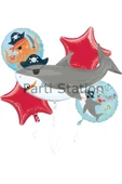 Korsan Köpek Balığı Balon Set Pirate Shark Tema Doğum Günü Balon Set thumbnail 1