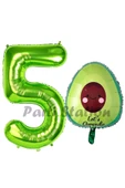 Avokado Balon 5 Yaş Doğum Günü Balon Set Avokado Konsept ve Yeşil Renk Rakam Balon thumbnail 1