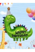 Yeşil Dinozor Konsept 8 Yaş Balon Set Jurassic Dinozor Tema Doğum Günü Folyo Balon Set thumbnail 2