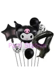 Sanrio Black Kuromi 4 Yaş Balon Set Anime Kawaii Kuromi Konsept Doğum Günü Balon Set thumbnail 1