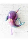 Unicorn Balina Balon 6 Yaş Set Okyanus Konsept Unicorn Yunus Balığı ve Renkli Rakam Balon Set thumbnail 3