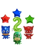 Pijamaskeliler 2 Yaş Yeşil Rakam Balon Set Pjmasks Konsept Balon Set Pijamaskeli Doğum Günü Set thumbnail 1