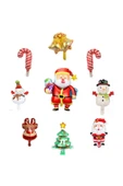 Yılbaşı Noel Temalı 9'lu Mini Boy Folyo Balon Seti - 1