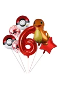 Pokemon Charizard Konsept 6 Yaş Balon Set Pokemon Çarizart Yıldız Balon Doğum Günü Folyo Balon Set thumbnail 1