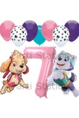 Paw Patrol Skye 7 Yaş Balon Seti Polis Köpek Paw Patrol Skye ve Everst Doğum Günü Balon Seti thumbnail 1
