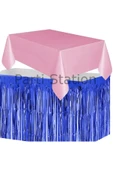 Masa Örtüsü ve Masa Eteği Set Plastik Pembe Renk Masa Örtüsü Lacivert Renk Metalize Masa Eteği Set thumbnail 3