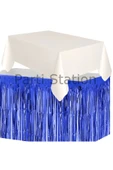 Masa Örtüsü ve Masa Eteği Set Plastik Beyaz Renk Masa Örtüsü Lacivert Renk Metalize Masa Eteği Set thumbnail 1