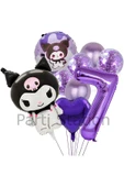 Sanrio Kuromi 7 Yaş Mor Renk Balon Set Anime Hello Kitty Kuromi Konsept Doğum Günü Balon Set thumbnail 1