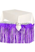 Masa Örtüsü ve Masa Eteği Set Plastik Beyaz Renk Masa Örtüsü Mor Renk Metalize Masa Eteği Set thumbnail 3