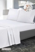 Düz Beyaz Tek/Çift kişilik Lastiksiz Çarşaf ve Yastık Kılıfı Seti,63tel - 5
