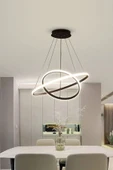 LEGACY Rings Modern Tasarım Siyah Renk - Yatak Odası - Salon - Çocuk Odası - Mutfak Beyaz Led 2 Li Avize - 1
