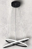 LEGACY Rings Modern Tasarım Siyah Renk - Yatak Odası - Salon - Çocuk Odası - Mutfak Beyaz Led 2 Li Avize - 5
