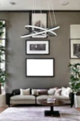 LEGACY Rings Modern Tasarım Gri Renk - Yatak Odası - Salon - Çocuk Odası - Mutfak Beyaz Led 2 Li Avize - 3