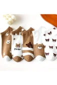 Garanti Çorap  5 li Kadın Patik Çoraplar Sevimli Ayıcık Bilek Boy thumbnail 4