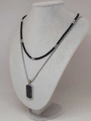 Night Serisi Erkek Doğal Taşlı Çelik Kolye (56032) - 5