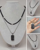 Night Serisi Erkek Doğal Taşlı Çelik Kolye (56032) - 1