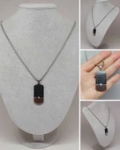 Siyah Desen Detaylı Taşlı Erkek Çelik Kolye (56036) thumbnail 1