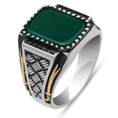 Yeşil Taşlı Kazaz Model 925 Gümüş Yüzük thumbnail 2