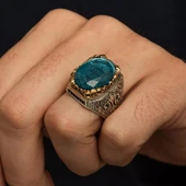 İsimli Mavi Taşlı 925 Gümüş Yüzük thumbnail 4