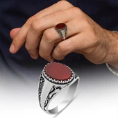 Akik Oval Taşlı 925 Gümüş Yüzük thumbnail 1