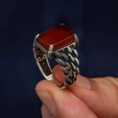 Kare Akik Taşlı 925 Gümüş Yüzük thumbnail 4