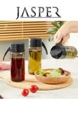 Jasper Qlux JPR-0124 2'li Cam Yağdanlık 500 ml Yağ Sirke Sürahisi Sirkelik - 1