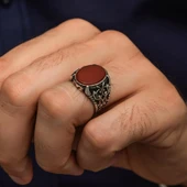 Oval Akik Taşlı 925 Gümüş Erkek Yüzük thumbnail 4