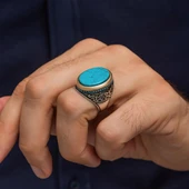 Oval Mavi Taşlı 925 Gümüş Yüzük thumbnail 5