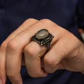 Oval Yemen Akik Taşlı Elifvav 925 Ayar Gümüş Yüzük thumbnail 4