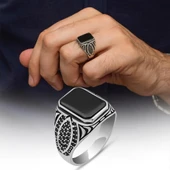 Siyah Oniks Taşlı 925 Gümüş Yüzük thumbnail 1