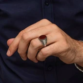 Akik Oval Taşlı 925 Gümüş Yüzük thumbnail 5