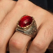 İsimli Kırmızı Taşlı 925 Gümüş Yüzük thumbnail 8