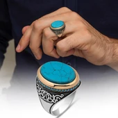 Oval Mavi Taşlı 925 Gümüş Yüzük thumbnail 1