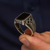 Siyah Oniks Taşlı 925 Gümüş Yüzük thumbnail 6