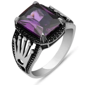 Kare Mor Taşlı 925 Gümüş Erkek Yüzük thumbnail 2