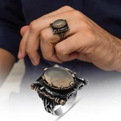 Oval Yemen Akik Taşlı Elifvav 925 Ayar Gümüş Yüzük thumbnail 1