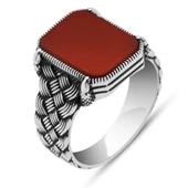 Akik Taşlı Kazaz Model 925 Gümüş Yüzük thumbnail 2