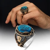 İsimli Mavi Taşlı 925 Ayar Gümüş Yüzük thumbnail 1