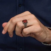 Kare Akik Taşlı 925 Gümüş Yüzük thumbnail 5