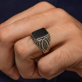 Siyah Oniks Taşlı 925 Gümüş Yüzük thumbnail 3