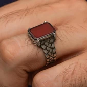 Akik Taşlı Kazaz Model 925 Gümüş Yüzük thumbnail 3